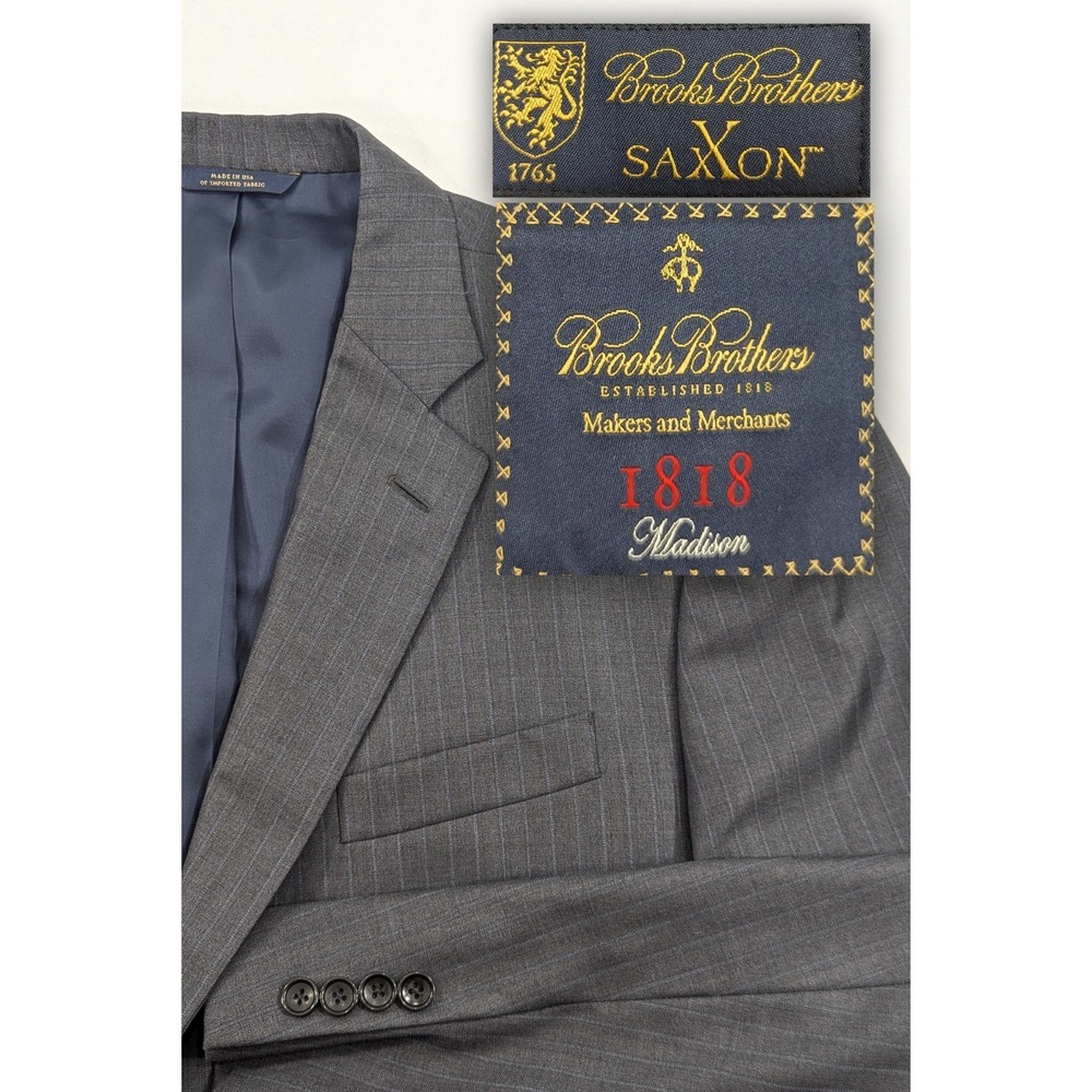 Brooks Brothers Saxxon Wool Blazer Sport Jacket 46R Big 50" Chest Gray *Flaw